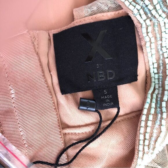 X by NBD REVOLVE Cool As Ice Top in Silver Mint Green Beaded Halter S NWT - Picture 5 of 12